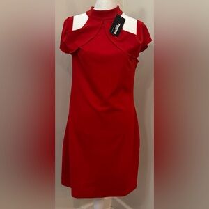 Zeagoo Red Knee Length Dress Size Large Stretch NWT